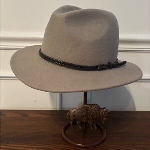 Stylish Gray Fedora Hat with Black Band